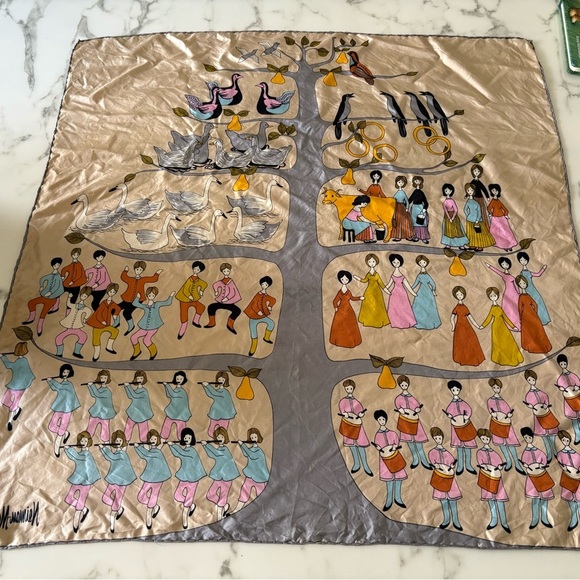 Vintage The twelve days of Christmas scarf Neiman Marcus - Picture 8 of 11